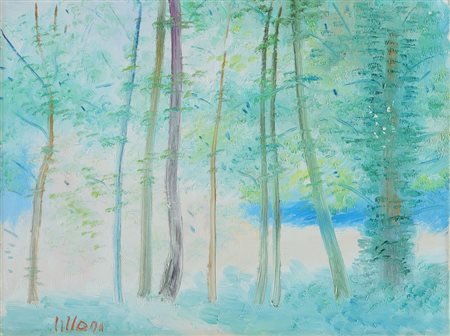 LILLONI UMBERTO (1898 - 1980) Sottobosco a Lugano. 1969. Olio su tela . Cm...