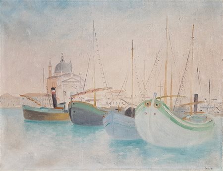 LILLONI UMBERTO (1898 - 1980) Venezia. Olio su tela . Cm 64,00 x 49,00. Firma...