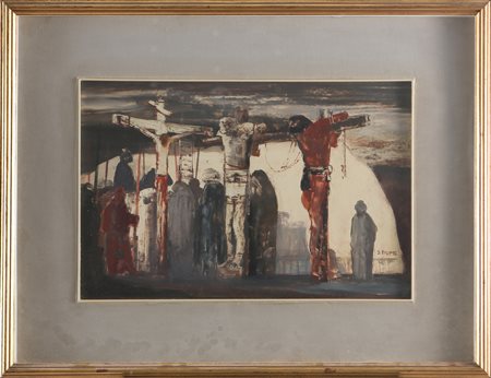 FIUME SALVATORE (1915 - 1997) Senza titolo. Olio su faesite. Cm 33,50 x...