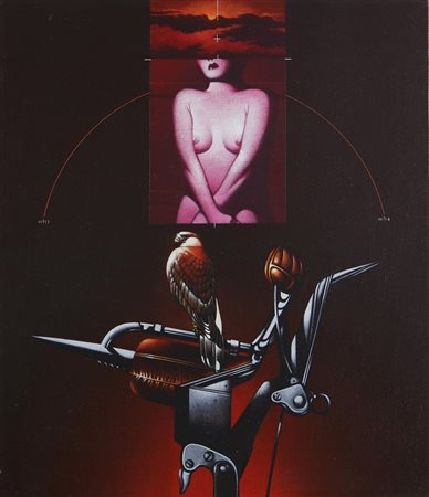 SARRI SERGIO (n. 1938) Studio per il falcone rosso. 1980. Olio su tela . Cm...