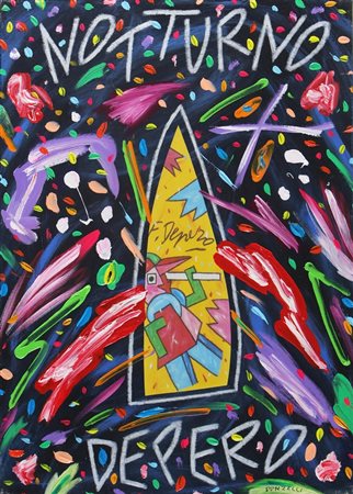 DONZELLI BRUNO (n. 1941) Notturno Depero. Tecnica mista su tela. Cm 50,00 x...