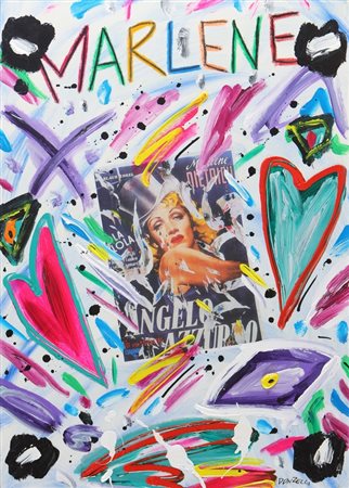 DONZELLI BRUNO (n. 1941) Marlene. Tecnica mista su tela. Cm 50,00 x 70,00....