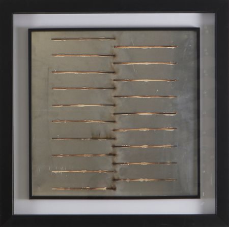 AUBERTIN BERNARD (1934 - 2015) Dessin de Feu. 2009. Fiammiferi su lamiera. Cm...