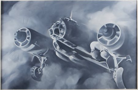 MONTESANO GIAN MARCO (n. 1949) Attacco notturno. . 2005. Olio su tela . Cm...