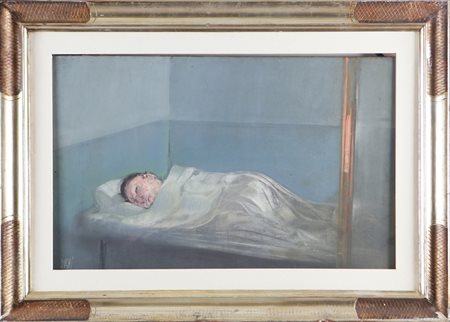 SUGHI ALBERTO (n. 1928) Dormiente. . 1964. Olio su tela . Cm 80,00 x 50,00....