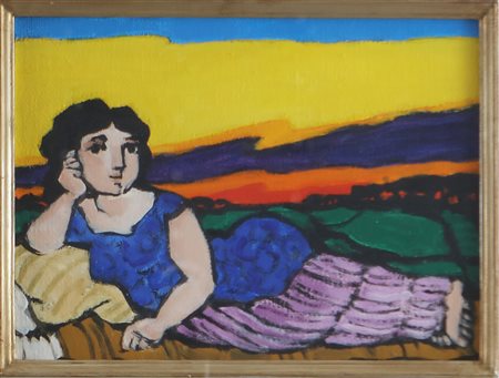 CANTATORE DOMENICO (1906 - 1998) Senza titolo. Olio su tela di juta. Cm 40,00...