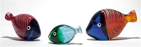 TRE PESCI, anni '60. Vetro di Murano con decoro fenicio sommerso, anni '60....
