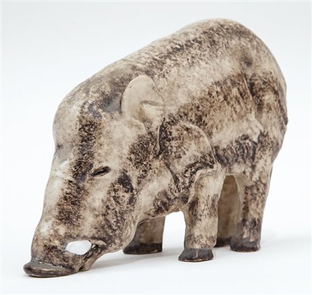 MANLIO TRUCCO Figura di cinghiale in ceramica, LA FENICE, anni '30. Firma...