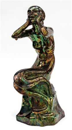 RICCARDO GATTI"Sirena", statuina in ceramica al terzo fuoco, anni '50....