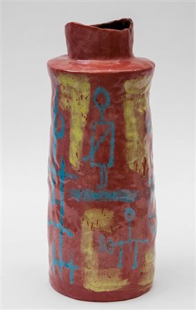 TORVISCOSA (Editore)Un vaso in ceramica con decoro primitivista, anni '60....