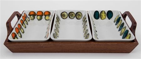 PIERO FORNASETTI Un'antipastiera "Verdura", inizi anni '60. Legno di mogano,...
