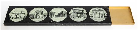 PIERO FORNASETTI Una scatola porta sigarette decoro "Porte di Milano", anni...