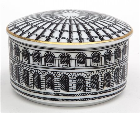 PIERO FORNASETTI Una scatola in porcellana decoro "Palladiana" per ROSENTHAL,...