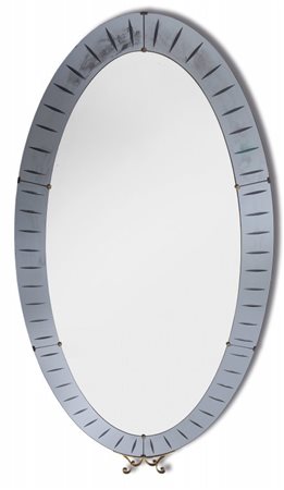 CRISTAL ART Una specchiera da ingresso, anni '50. Cristallo colorato inciso e...