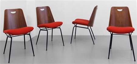 GASTONE RINALDIQuattro sedie "DU 22" per RIMA, inizi anni '50. Ferro...