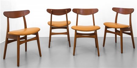HANS WEGNER Quattro sedie per CARL HANSEN & SON, circa 1950. Struttura in...