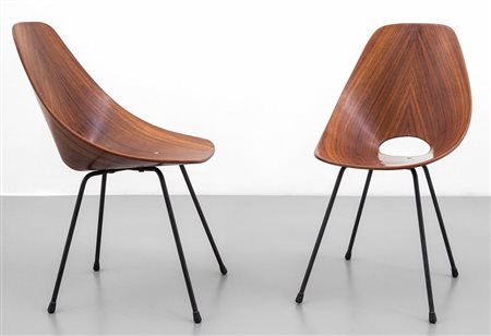 VITTORIO NOBILIDue sedie "Medea" per FRATELLI TAGLIABUE, 1955. Ferro...