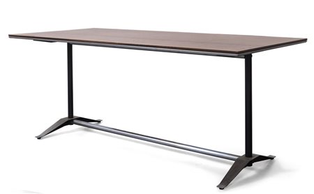 ALBERTO ROSSELLI Un tavolo-scrivania per ARFLEX, 1960. Acciaio satinato e...