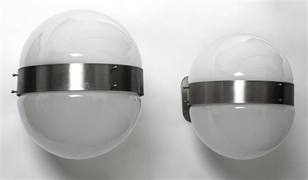 SERGIO MAZZADue lampade a parete "Clio" per ARTEMIDE, 1960. Ottone nichelato...