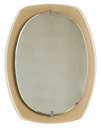 UNO SPECCHIO DA PARETE, 1962. Profilato di acciaio, cristallo colorato...