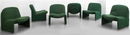 GIANCARLO PIRETTI Sei poltroncine "Alky" per ANONIMA CASTELLI, 1960.Strutture...