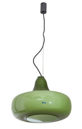 VISTOSI (Editore)Una lampada a sospensione, circa 1965. Ottone brunito, vetro...