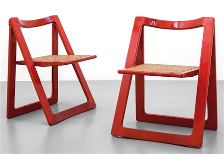 PIERANGELA D'ANIELLO, ALDO JACOBERDue sedie pieghevoli "Trieste" per BAZZANI,...