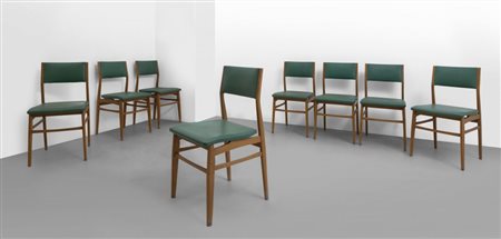 PAOLO BUFFA, MARIO QUARTI Un insieme di otto sedie, esecuzione TONON & C.,...