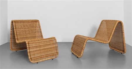 TITO AGNOLI Due poltrone "BR 3" per PIERANTONIO BONACINA, 1962. Tondino di...