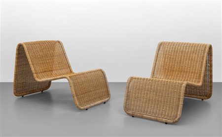 TITO AGNOLI Due poltrone "BR 3" per PIERANTONIO BONACINA, 1962. Tondino di...