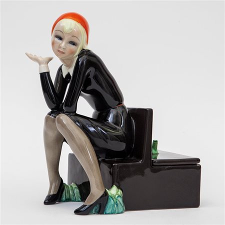 ELENA SCAVINI "Nella seduta", produzione LENCI, 1935.Firmata in pasta...