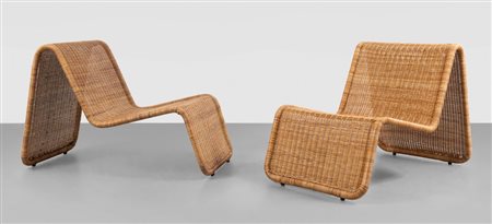 TITO AGNOLI Due poltrone "BR 3" per PIERANTONIO BONACINA, 1962. Tondino di...