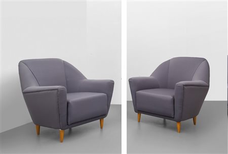 ICO PARISI Due poltrone, esecuzione ARIBERTO COLOMBO, Cantù, 1951. Strutture...