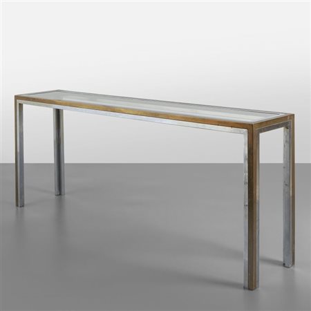 NANDA VIGO Una console, pezzo unico, circa 1970. Ottone, acciaio cromato,...