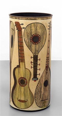 PIERO FORNASETTI Un portaombrelli "Strumenti musicali", anni '60. Lamiera...