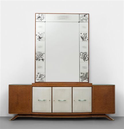 OSVALDO BORSANI e LUIGI BRUSOTTIUna credenza con specchiera, esecuzione...