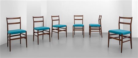 GIO PONTI Sei sedie "Leggera" per CASSINA, 1951. Legno di frassino,...