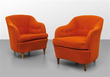 GIO PONTIDue poltrone per CASA E GIARDINO, 1938. Struttura e gambe in legno,...