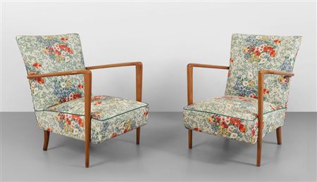 CASSINA (UFFICIO TECNICO)Due poltrone "401", fine anni '40. Gambe e braccioli...
