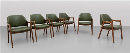 ICO PARISI Sei poltroncine "814" per CASSINA, 1963Legno di faggio, sedili e...