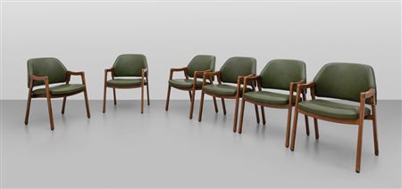 ICO PARISI Sei poltroncine "814" per CASSINA, 1963Legno di faggio, sedili e...