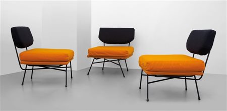 BBPR Tre poltrone componibili "Elettra" per ARFLEX, Ferro verniciato, cuscini...