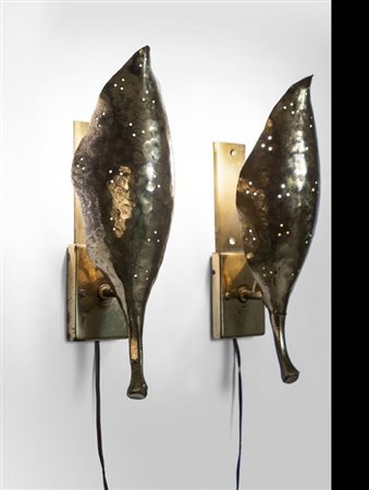 ANGELO LELIIDue lampade a parete per ARREDOLUCE, anni '50. Ottone. Altezza cm...