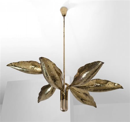 ANGELO LELII Un lampadario per ARREDOLUCE, anni '50. Ottone. Altezza cm 100,...