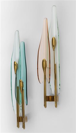 MAX INGRAND Due lampade a parete "1461" per FONTANA ARTE, circa 1956. Ottone,...