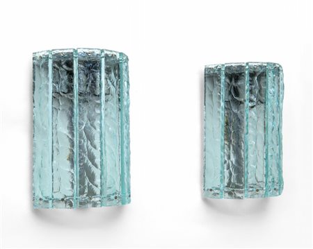 MAX INGRAND Due lampade a parete "2458" per FONTANA ARTE, circa 1967. Ottone...