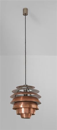 STILNOVO Una lampada a sospensione "1231", anni '60. Ottone nichelato, rame...