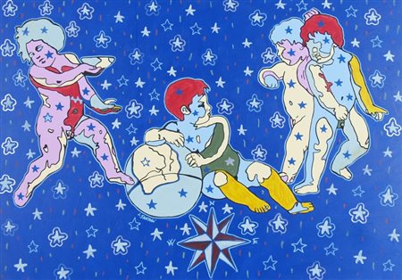 SANTOLI LEONARDO (FIRENZE 1959) "Costellazioni" Olio su tela Firmato in...