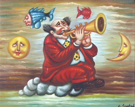 LOMBARDO SALVO (Favara 1948) "Musicista" Olio su tela Firma in basso a...