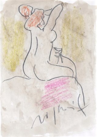 ROGNONI FRANCO (Milano 1913 - Milano 1999) "Figura" Disegno su carta Firma in...